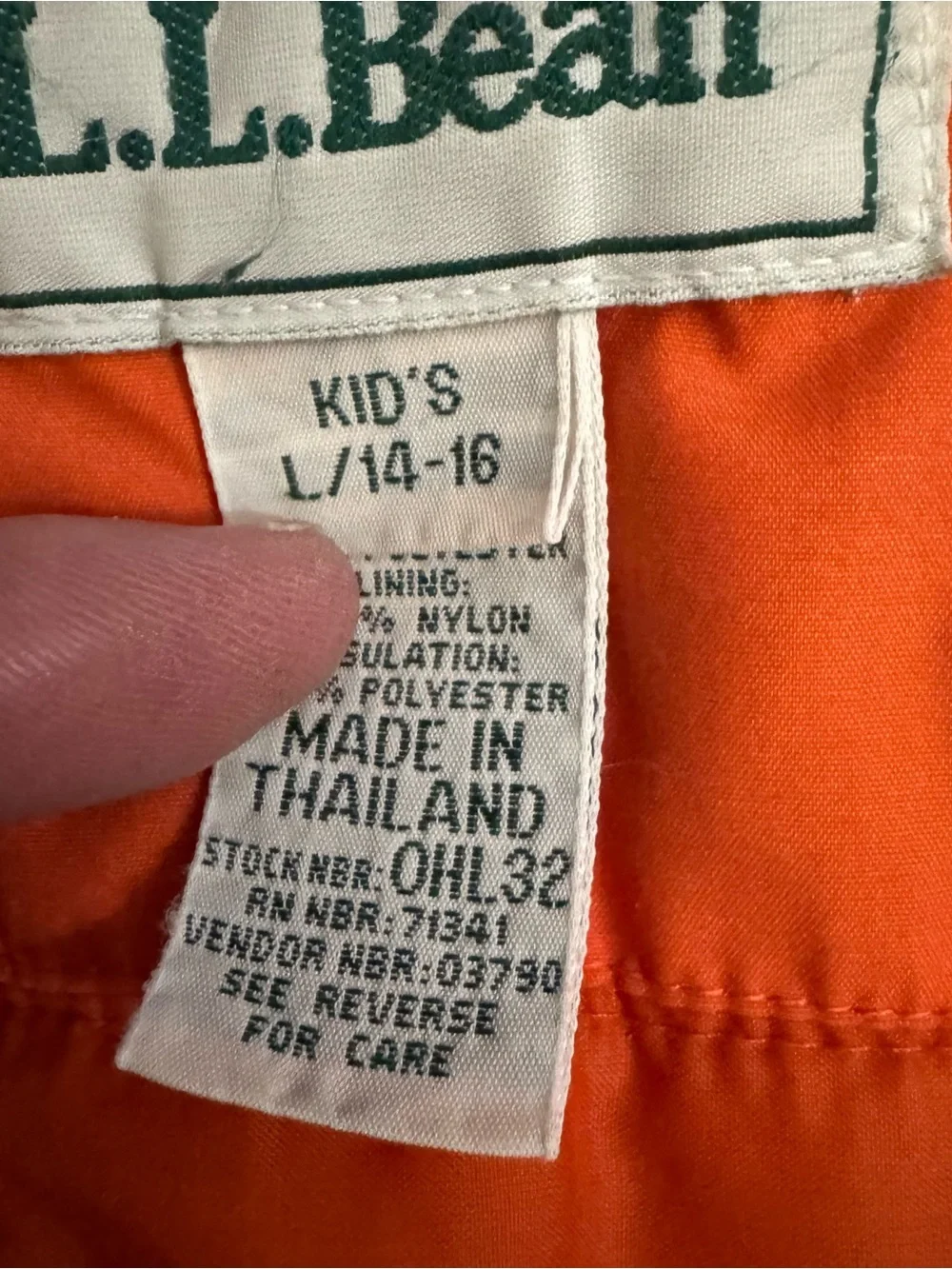 Rare Vintage L.L. Bean Kids Neon Orange , Black & Blue Ski Jacket With Hood